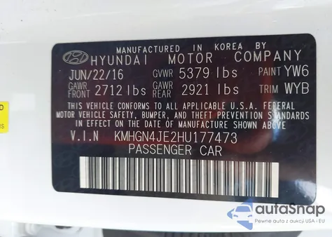 2017 Genesis G80 3.8 z USA, uszkodzony, nr VIN KMHGN4JE2HU177473